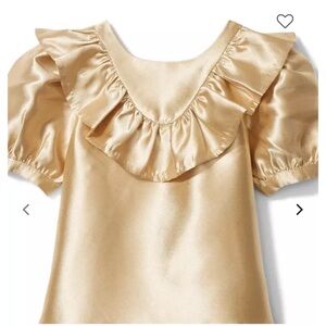 Janie And Jack Gold Ruffle puff Sleeve Dress gold size 7